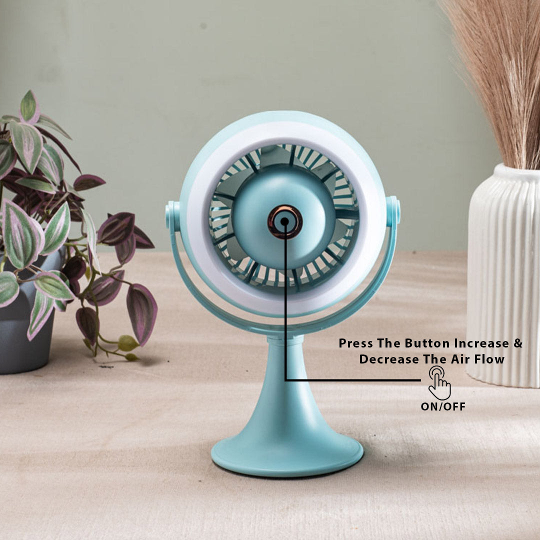 Portable Desktop Table Fan – 11 x 21 x 10 CM-Sky Blue Plastic Body