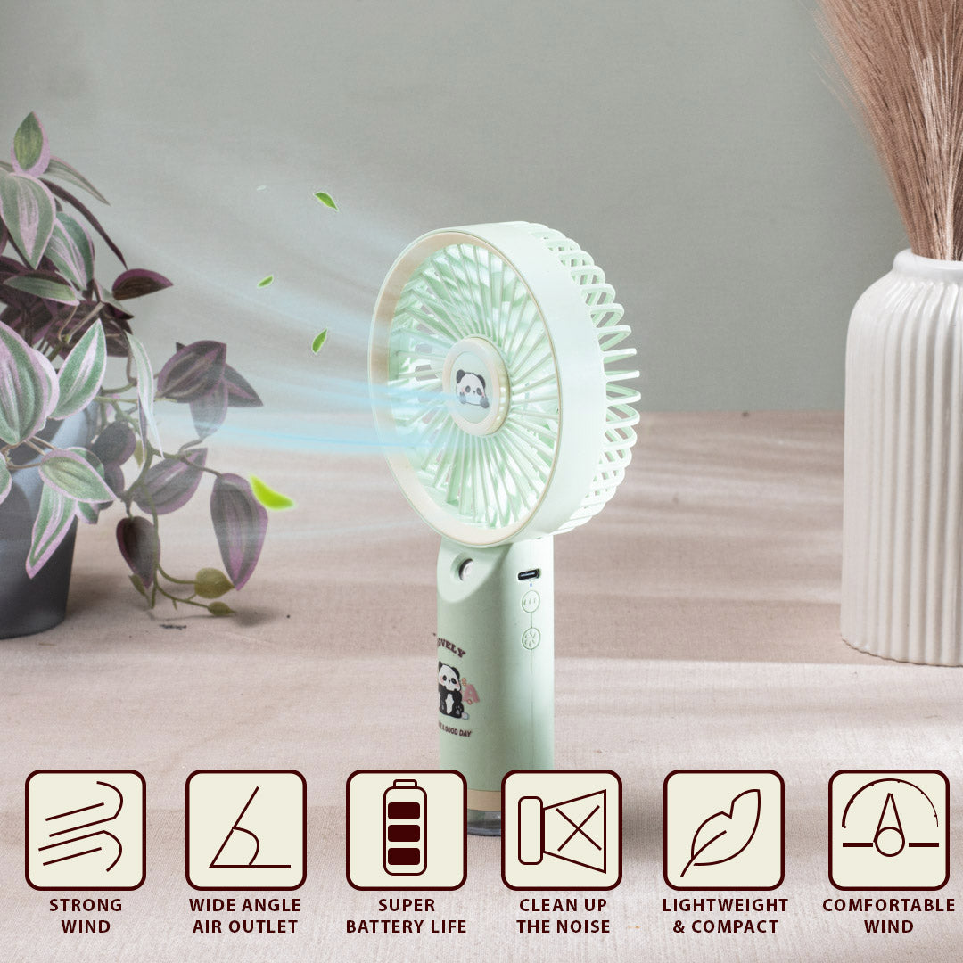 Cute Panda Portable Handheld Table Fan – 11 x 20 x 4 CM-Aqua Plastic Body