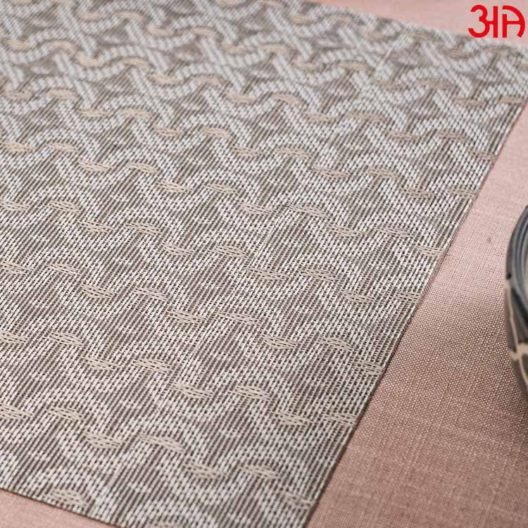 Silver Textured Pvc Table Mat (2Pcs Set) (12x18) Inch