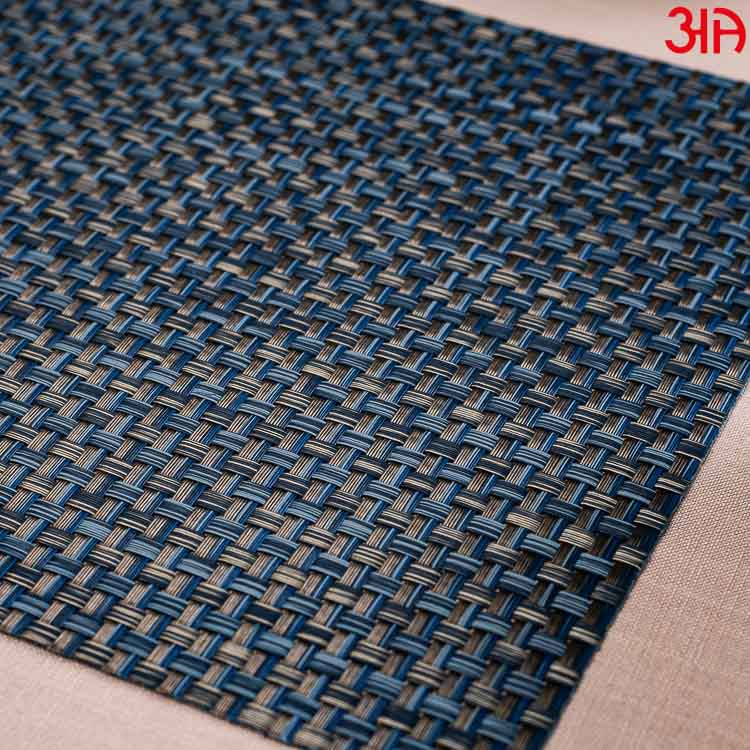 Blue And Silver Pvc Table Mat (2Pcs Set) (12x18) Inch