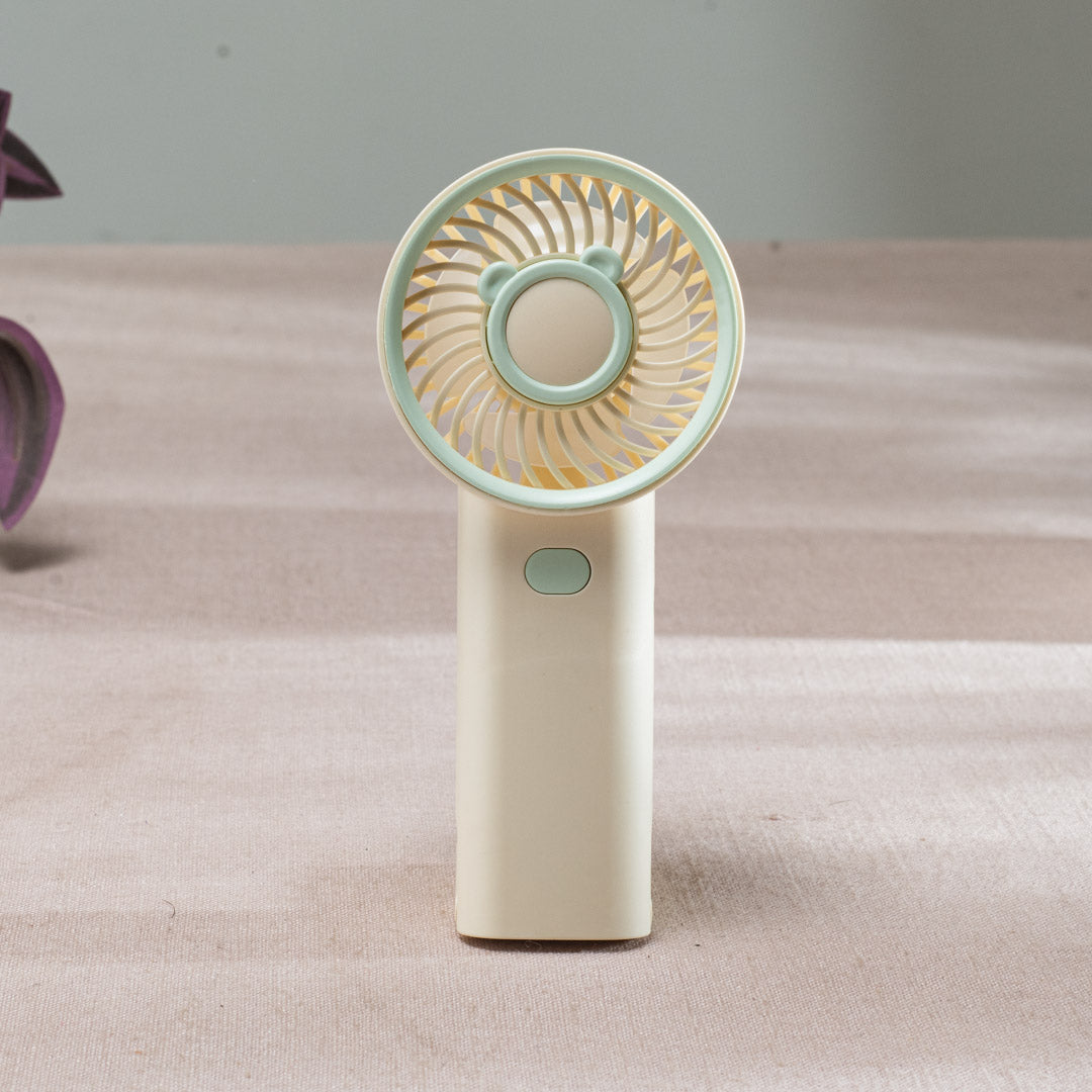 Mini Bear Ear Portable Handheld Fan – 6 x 16 CM-Cream Plastic Body