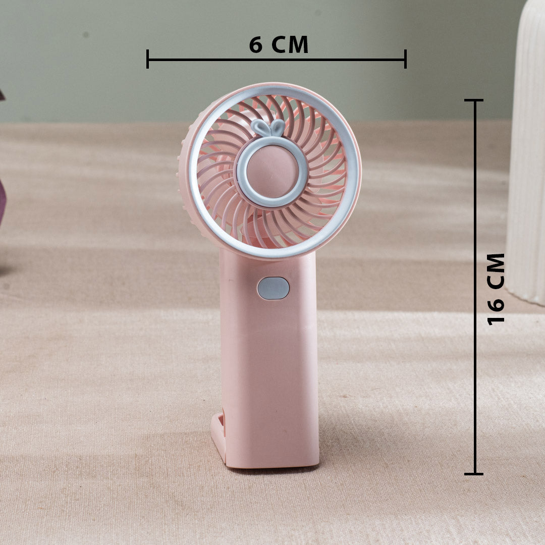Mini Bunny Ear Portable Handheld Fan – 6 x 16 CM-Pink Plastic Body