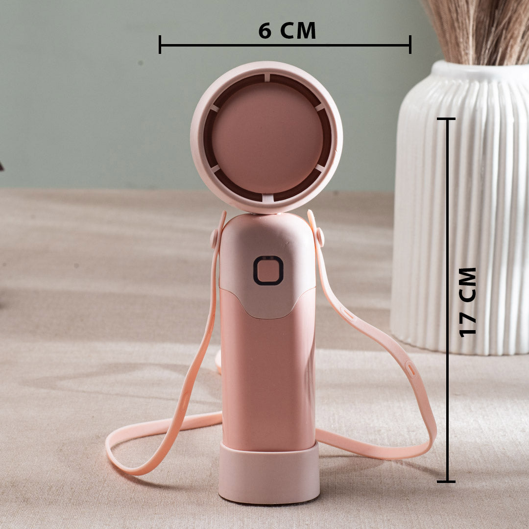 Portable Rechargeable Mini Handheld Fan – 6 x 17 CM-Peach Plastic Body
