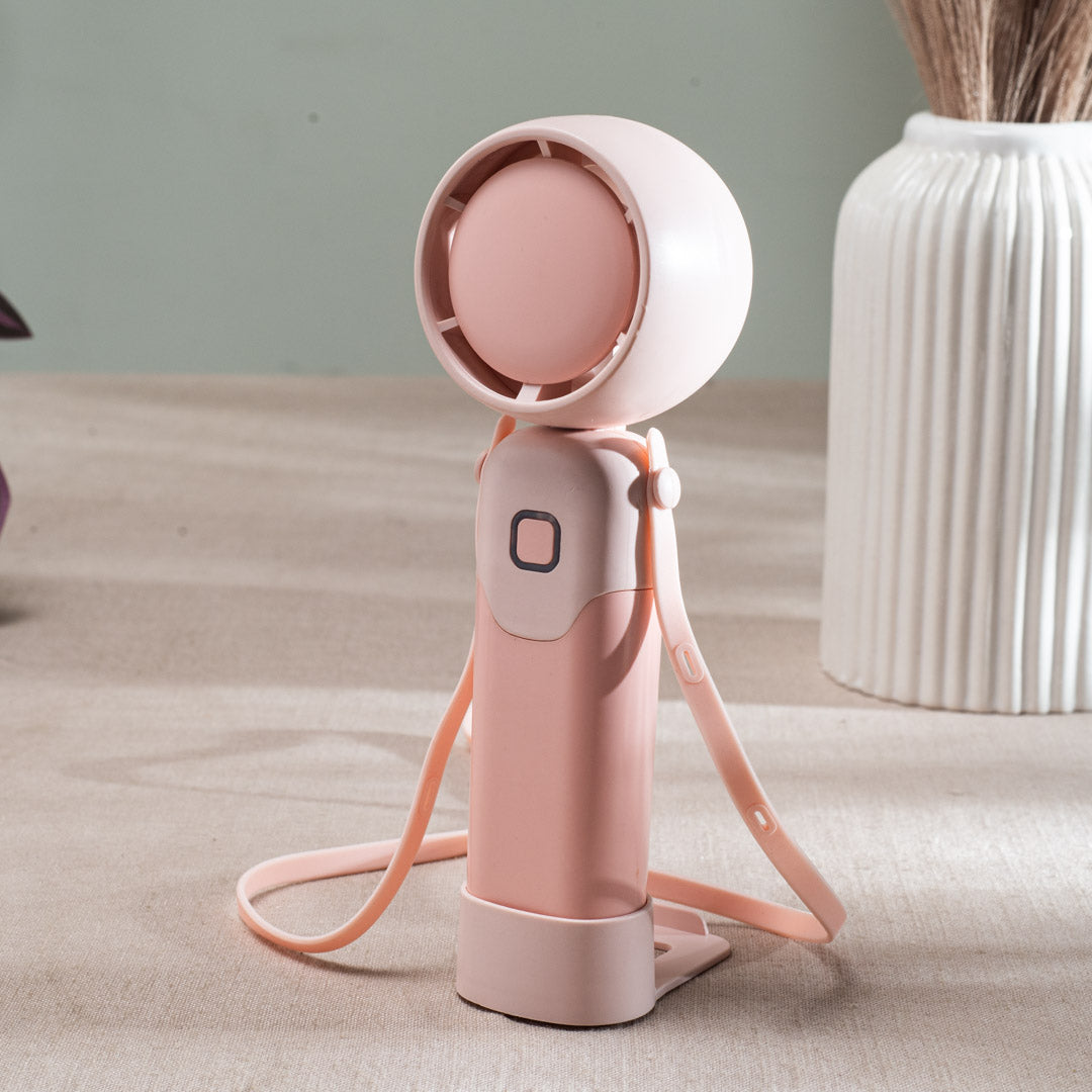 Portable Rechargeable Mini Handheld Fan – 6 x 17 CM-Peach Plastic Body