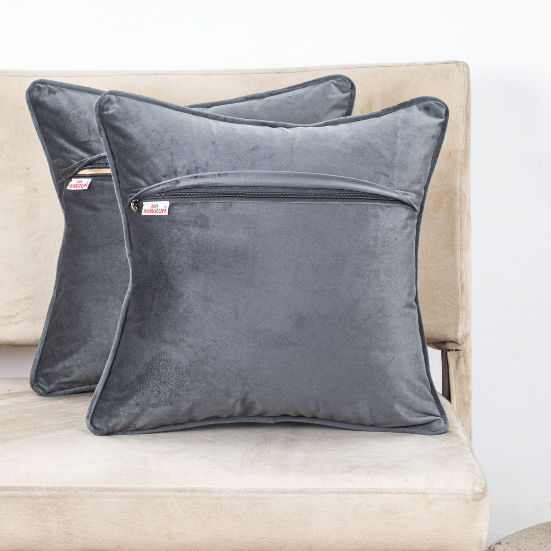 Modern Abstract Blue Velvet Cushion Cover – 16x16 Inch-DGN-30