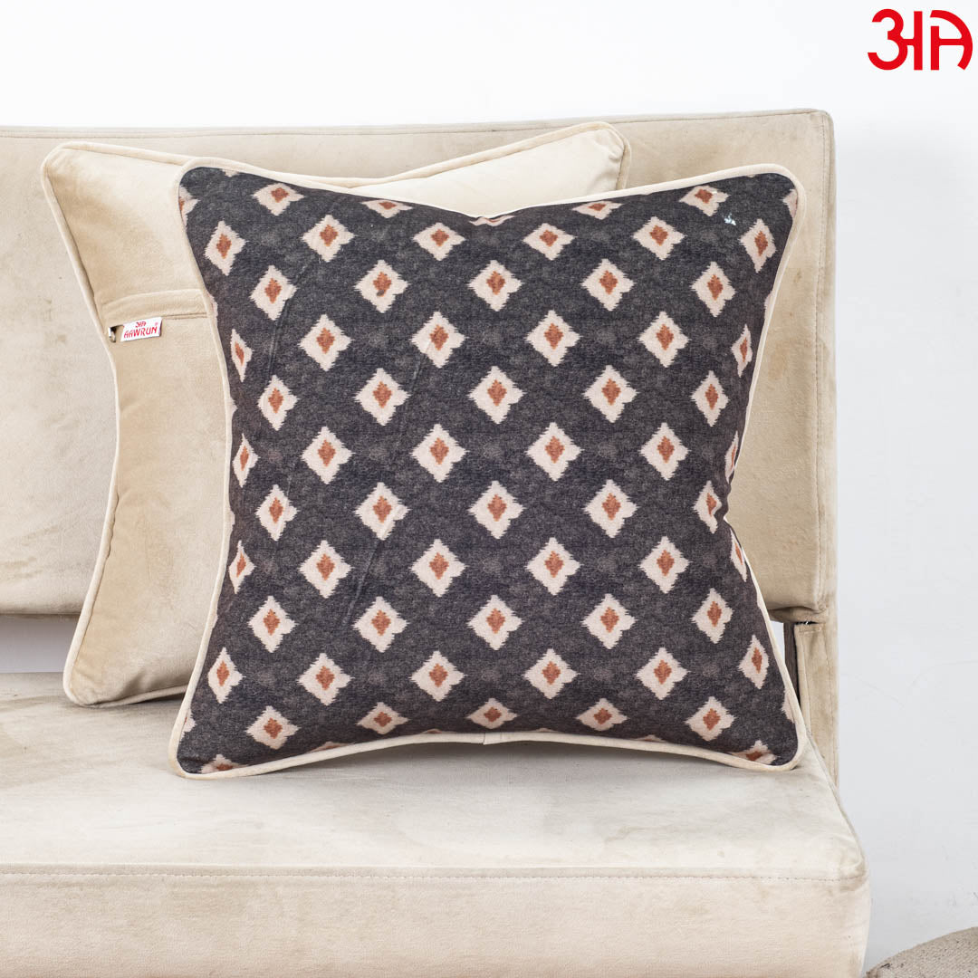 Charcoal Diamond Velvet Cushion Cover – 16x16 Inch-DGN-32
