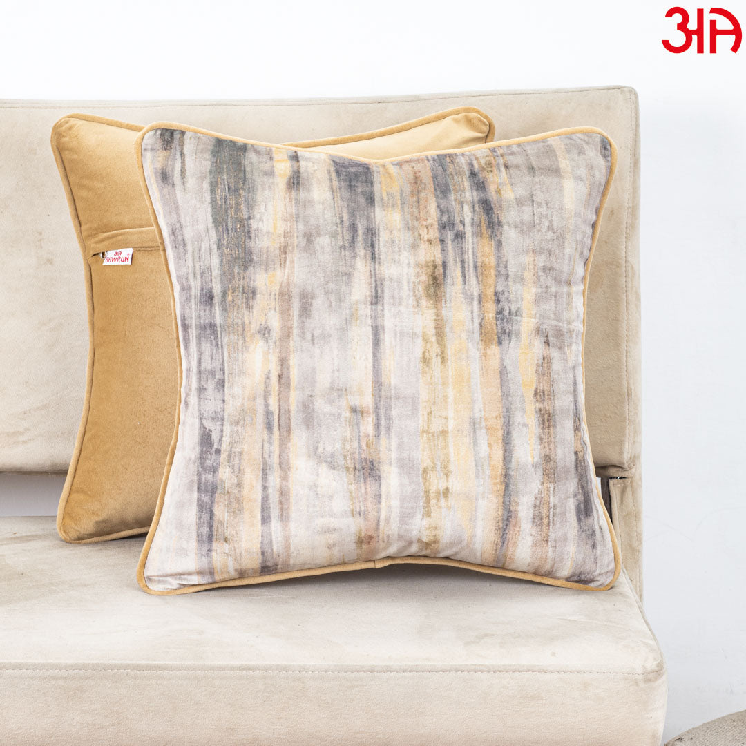 Abstract Gold & Grey Velvet Cushion Cover – 16x16 Inch-DGN-33