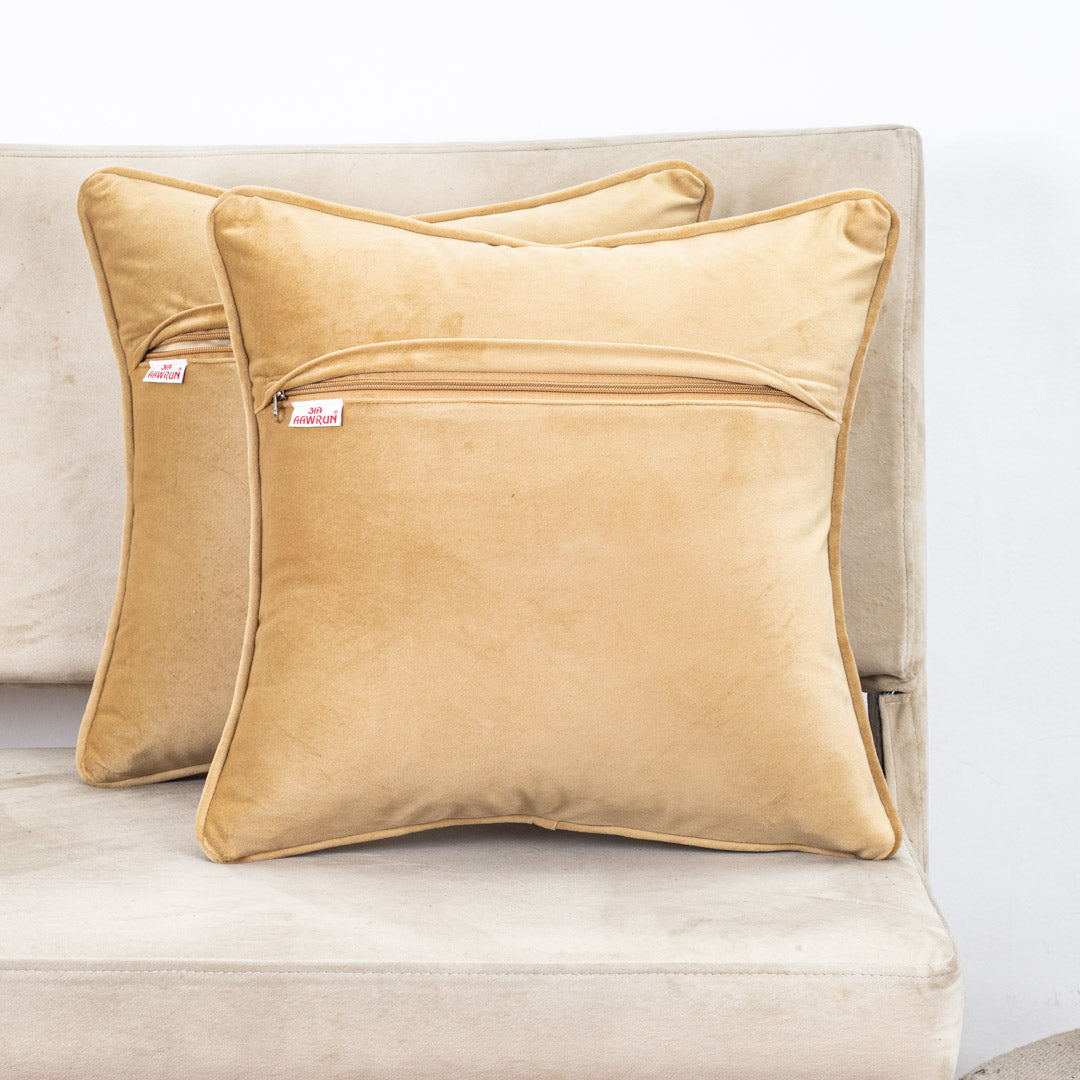 Abstract Gold & Grey Velvet Cushion Cover – 16x16 Inch-DGN-33