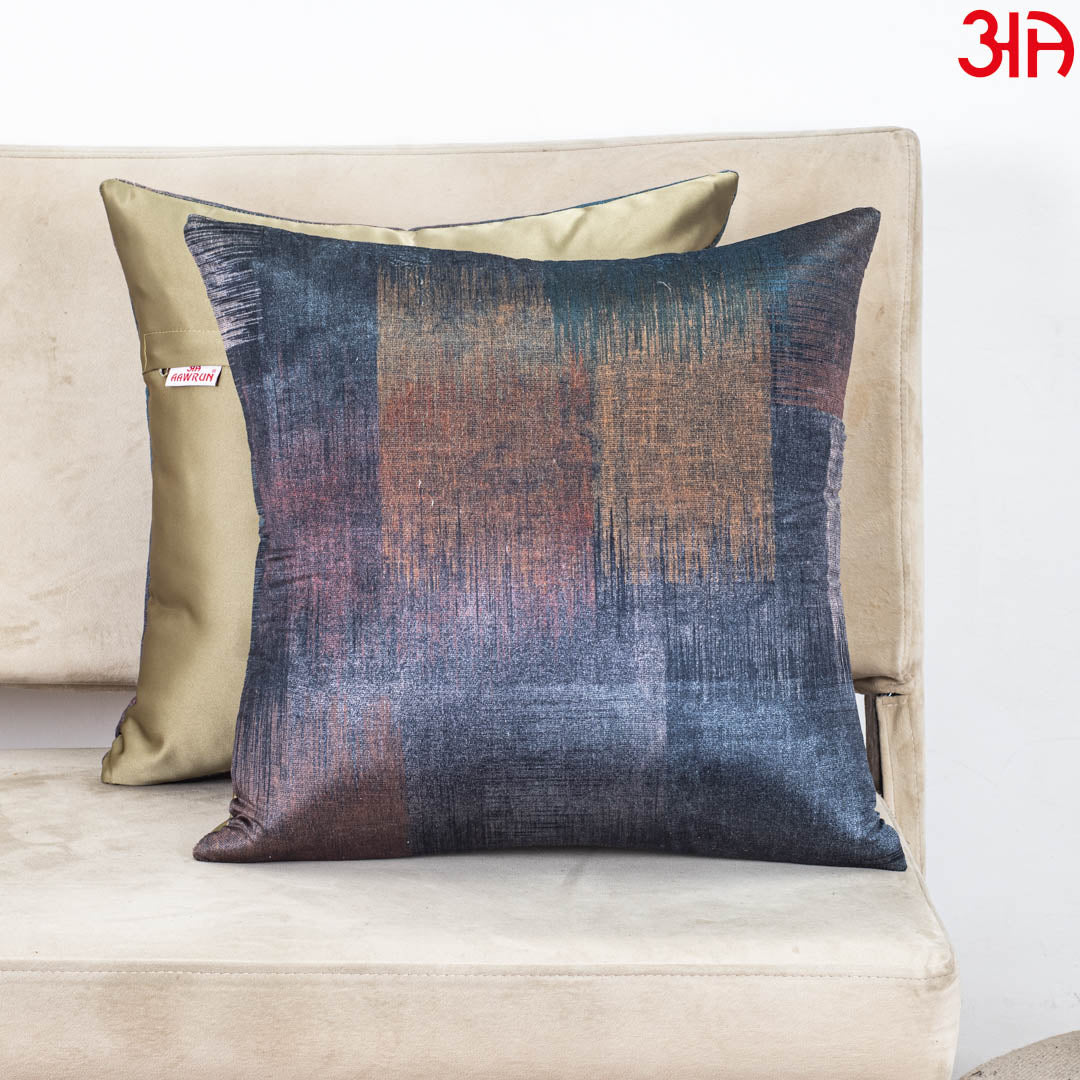 Midnight Abstract Glossy Velvet & Satin Cushion Cover – 16x16 Inch-DGN-2