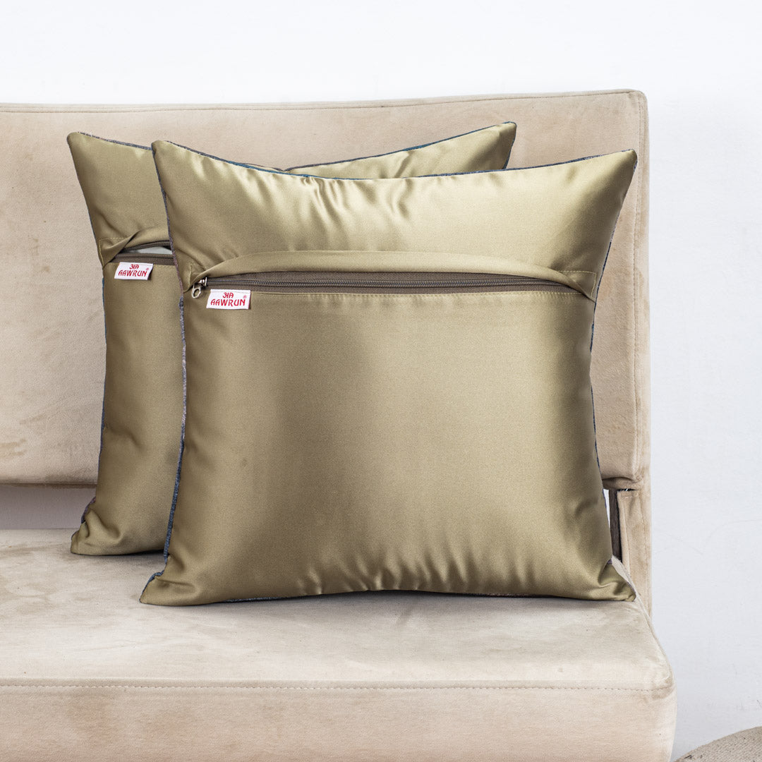Midnight Abstract Glossy Velvet & Satin Cushion Cover – 16x16 Inch-DGN-2