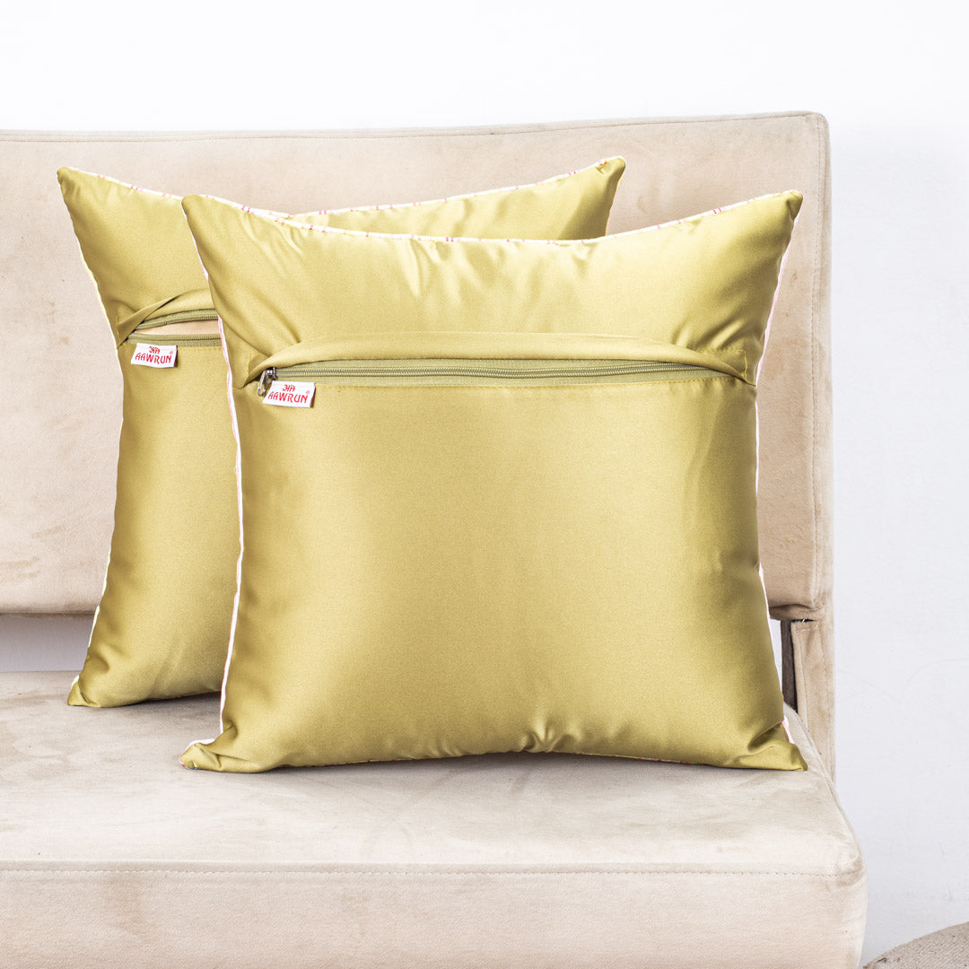 Sunset Stripe Glossy Velvet & Satin Cushion Cover – 16x16 Inch-DGN-3