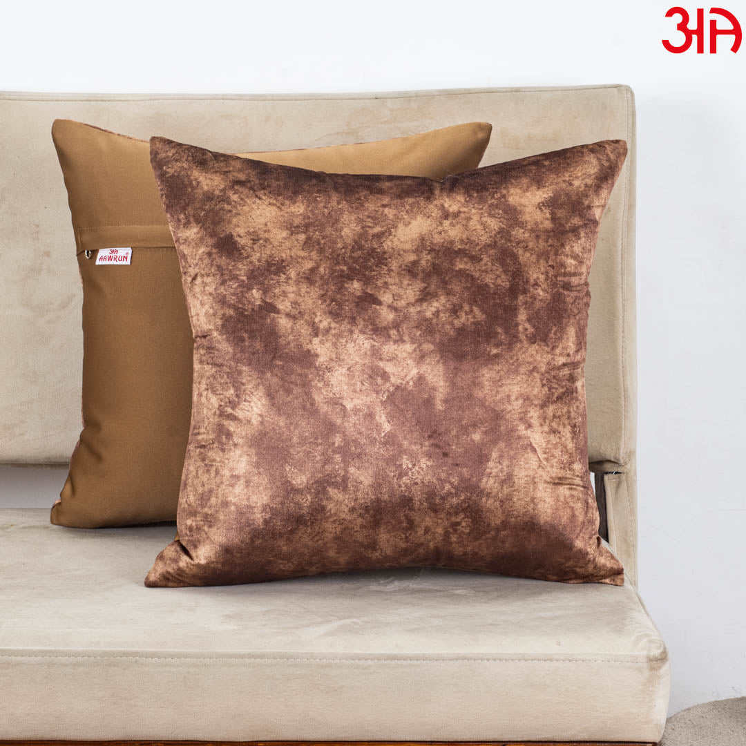 Copper Earth Glossy Velvet & Satin Cushion Cover – 16x16 Inch-DGN-7