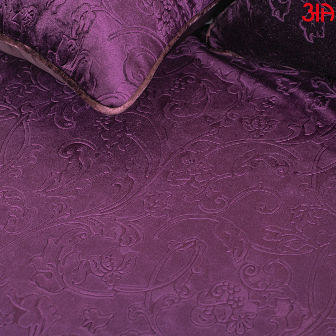 Floral Pattern Velvet Bed Covers - Stylish Bedding Mauve 1+2+2