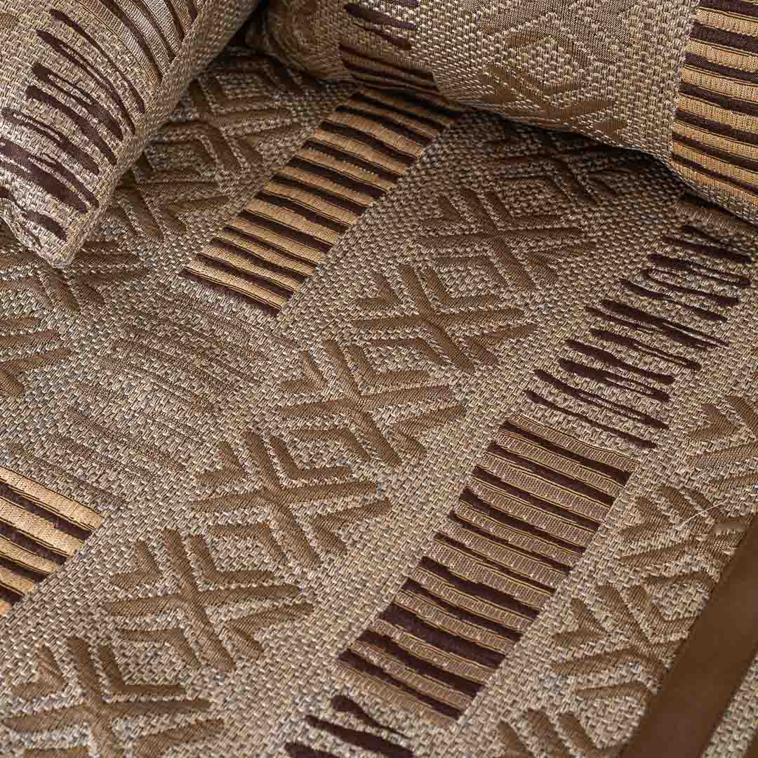 Abstract Design King Size (100x110)-Inch Jute Jaquard Bedcover Set (1+2+2)