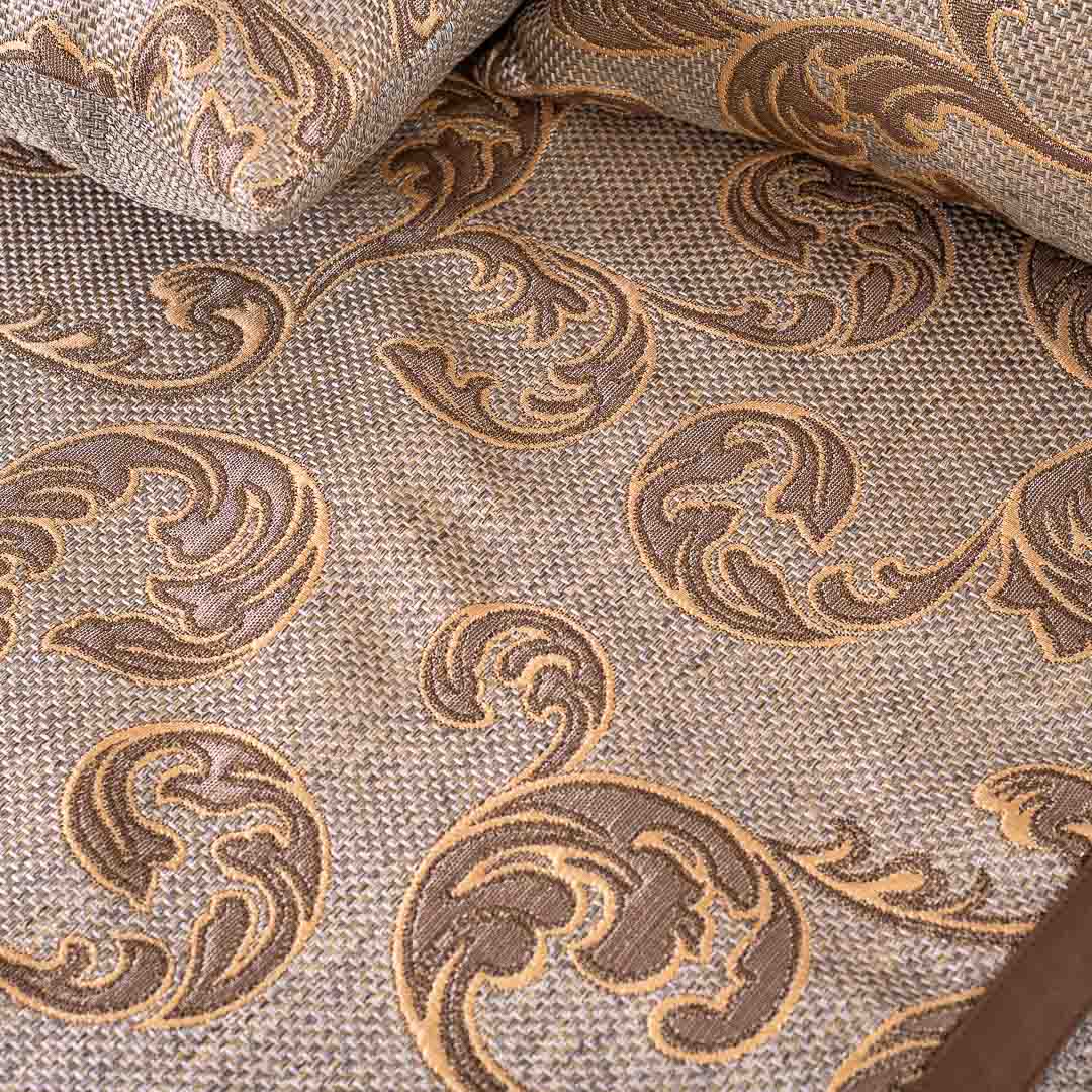 Paesly Jute Jaquard Printed King Size (100x110)-Inch Bedcover Set (1+2+2)