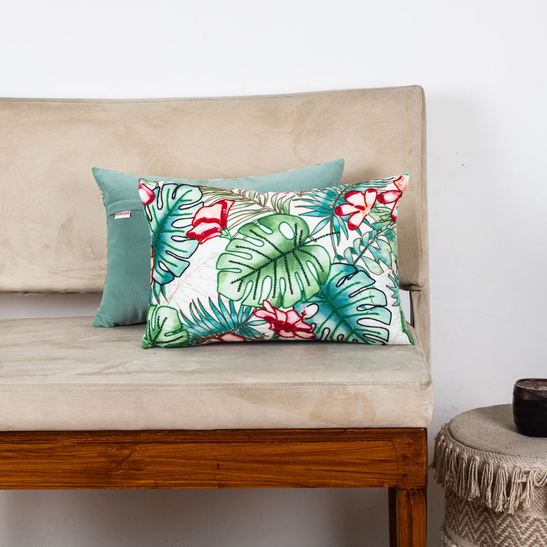 Designer Botanical Print Cushion Cover for Sofa & Living Room