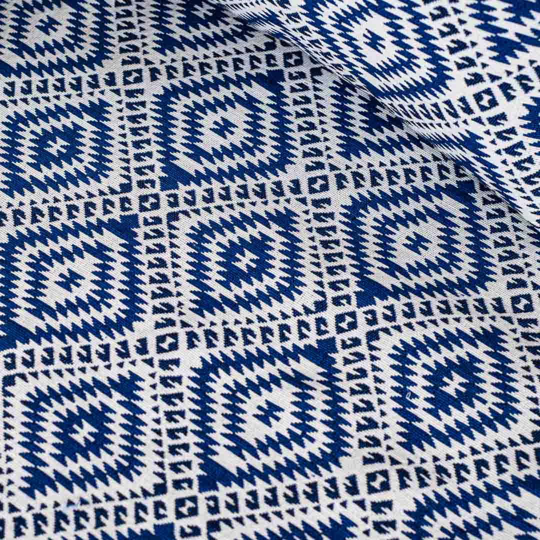 Blue And White Geometric Design Printed King Size (100x108)Inch Bedcover Set (1+2+2)