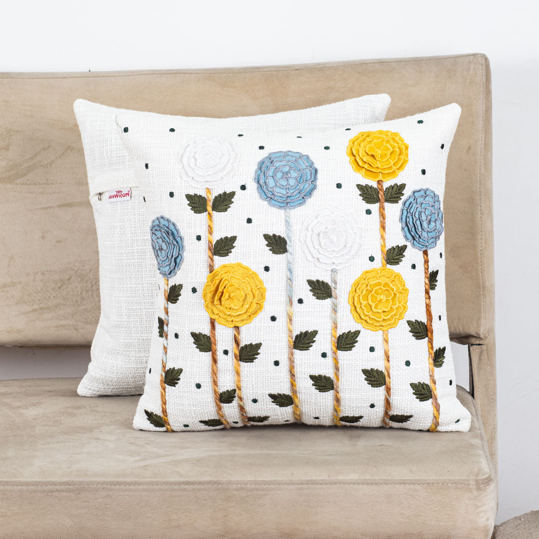 Designer Flower Pattern Cushion Cover for Sofa & Living Room