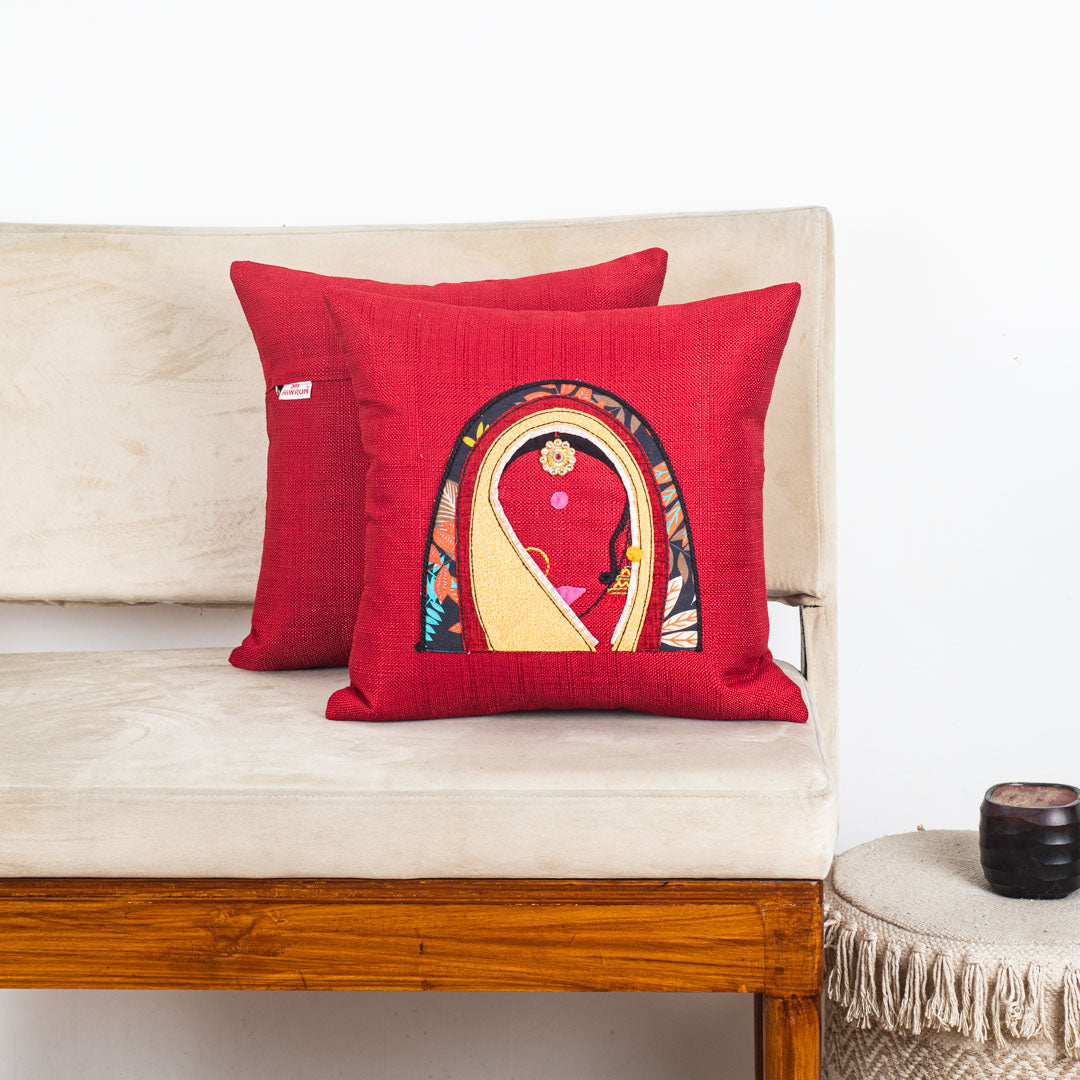 Rajasthani Women Patch Work Cushion Cover