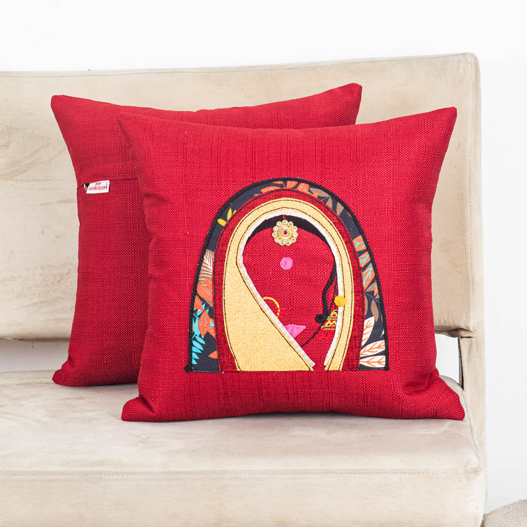 Rajasthani Women Patch Work Cushion Cover