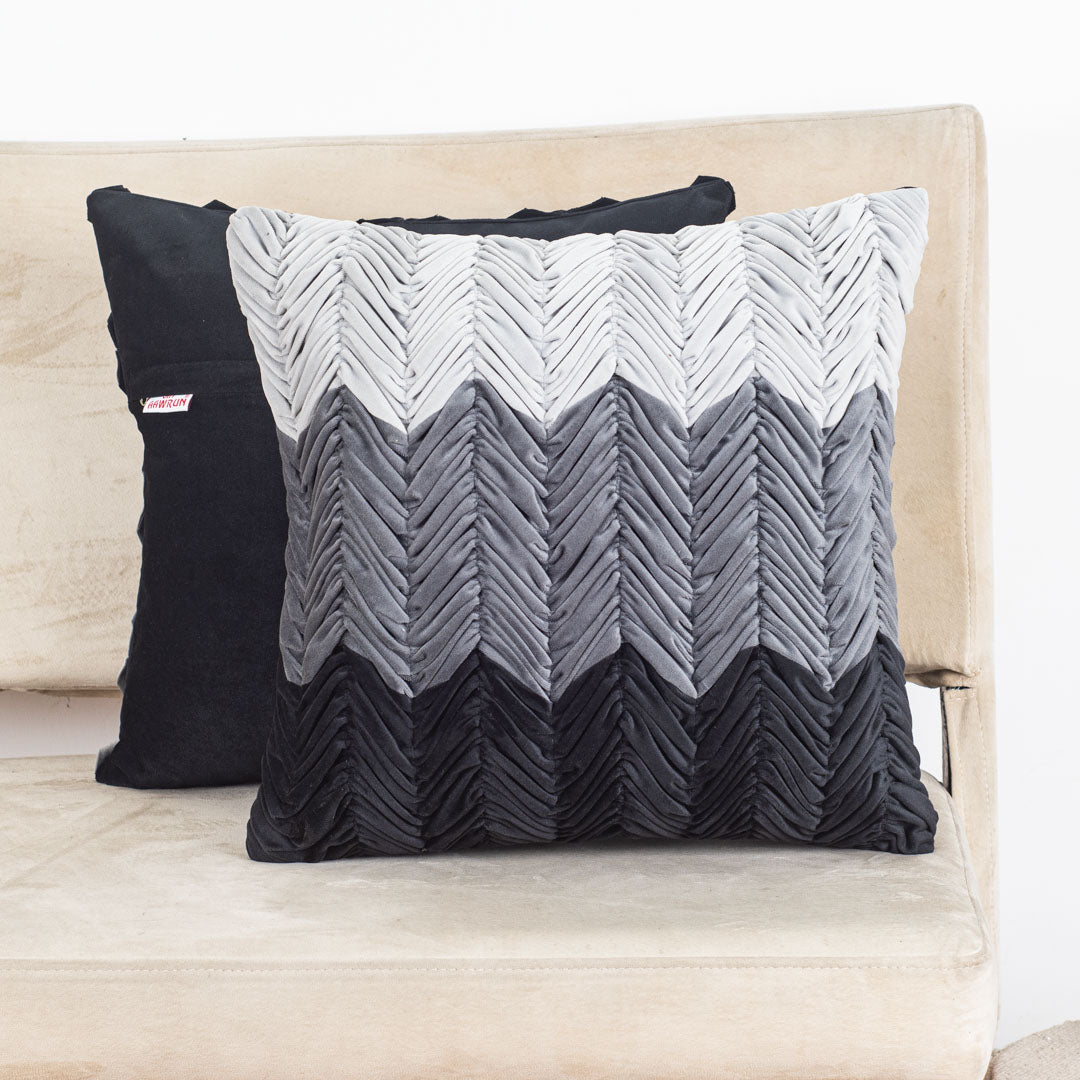 Premium Shaded Gathered Zig-Zag Design Cushion Cover