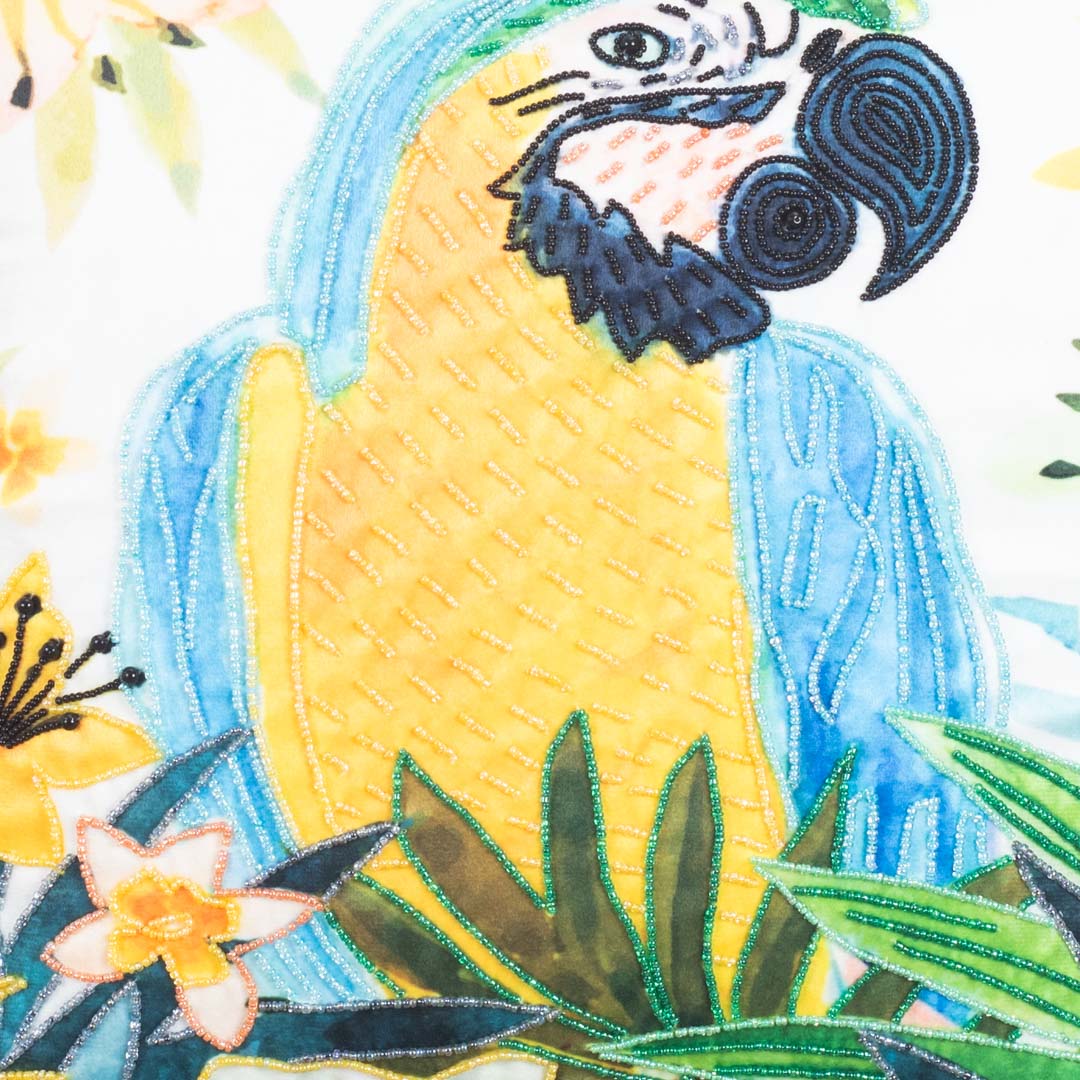 Vibrant Tropical Parrot Velvet Cushion Cover