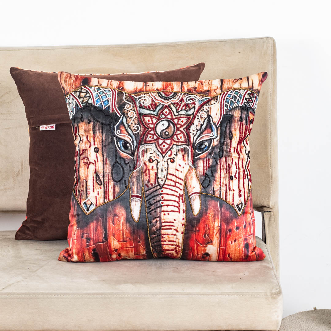 Elephant Mandala Design Cushion Cover