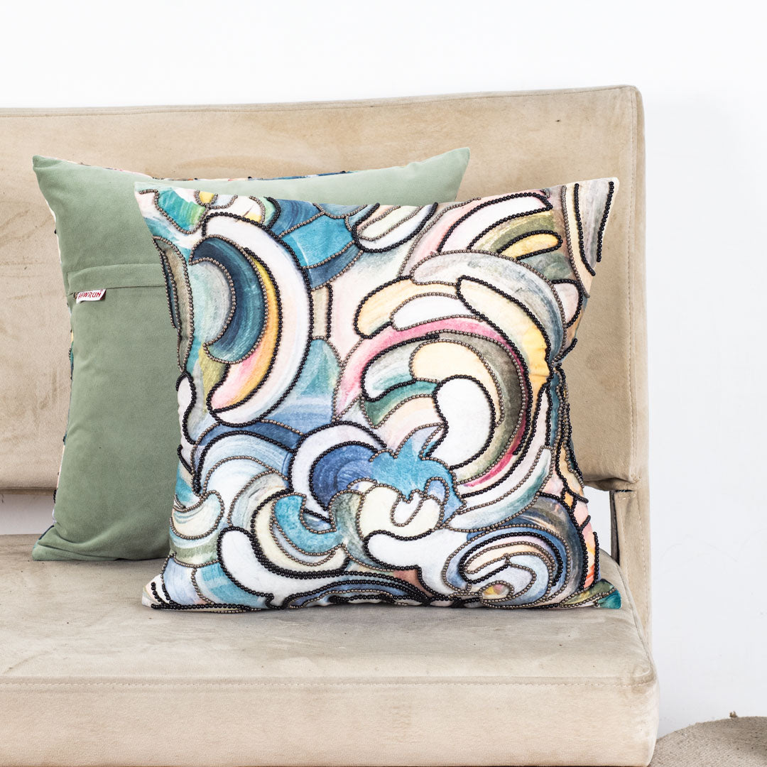 Vibrant Colourful Cloud Velvet Cushion Cover