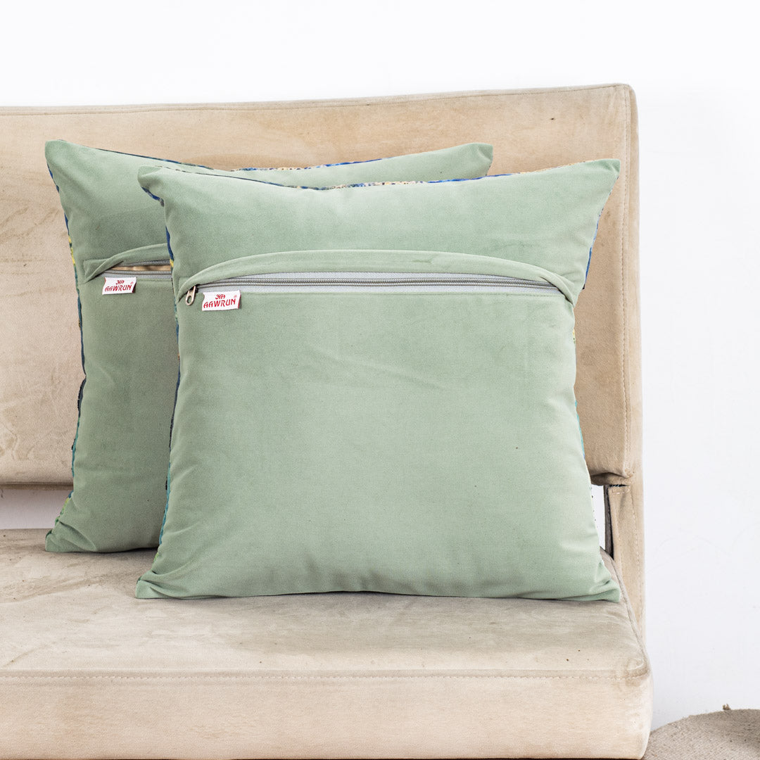 Lotus Pond Blended Velvet Cushion Cover