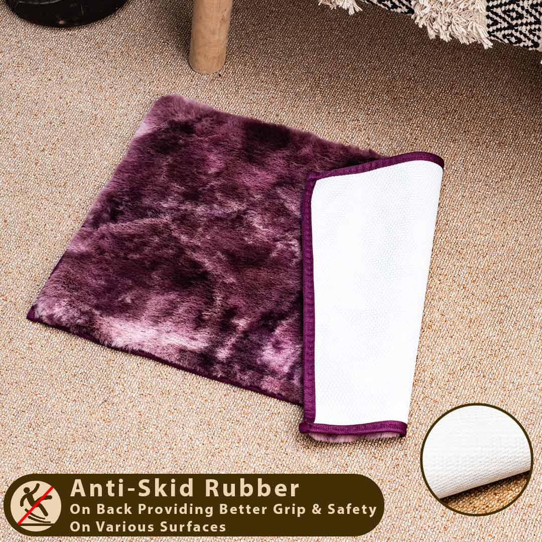Premium Purple Multi Rabit Fur Tye Dye Door Mat Shead Three
