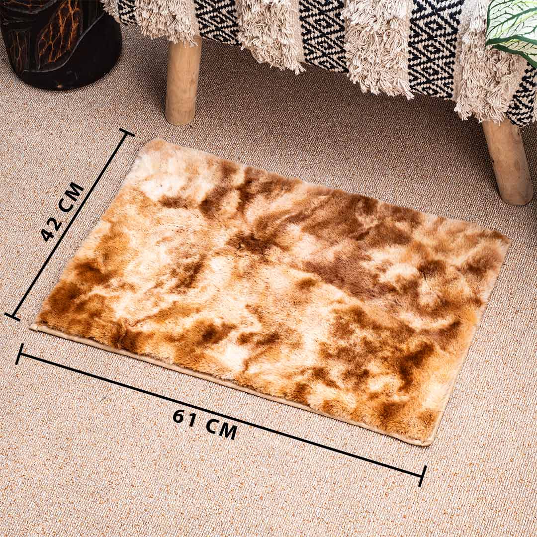 Premium Gold Multi Rabit FUR Tye Dye Door Mat Shead Two