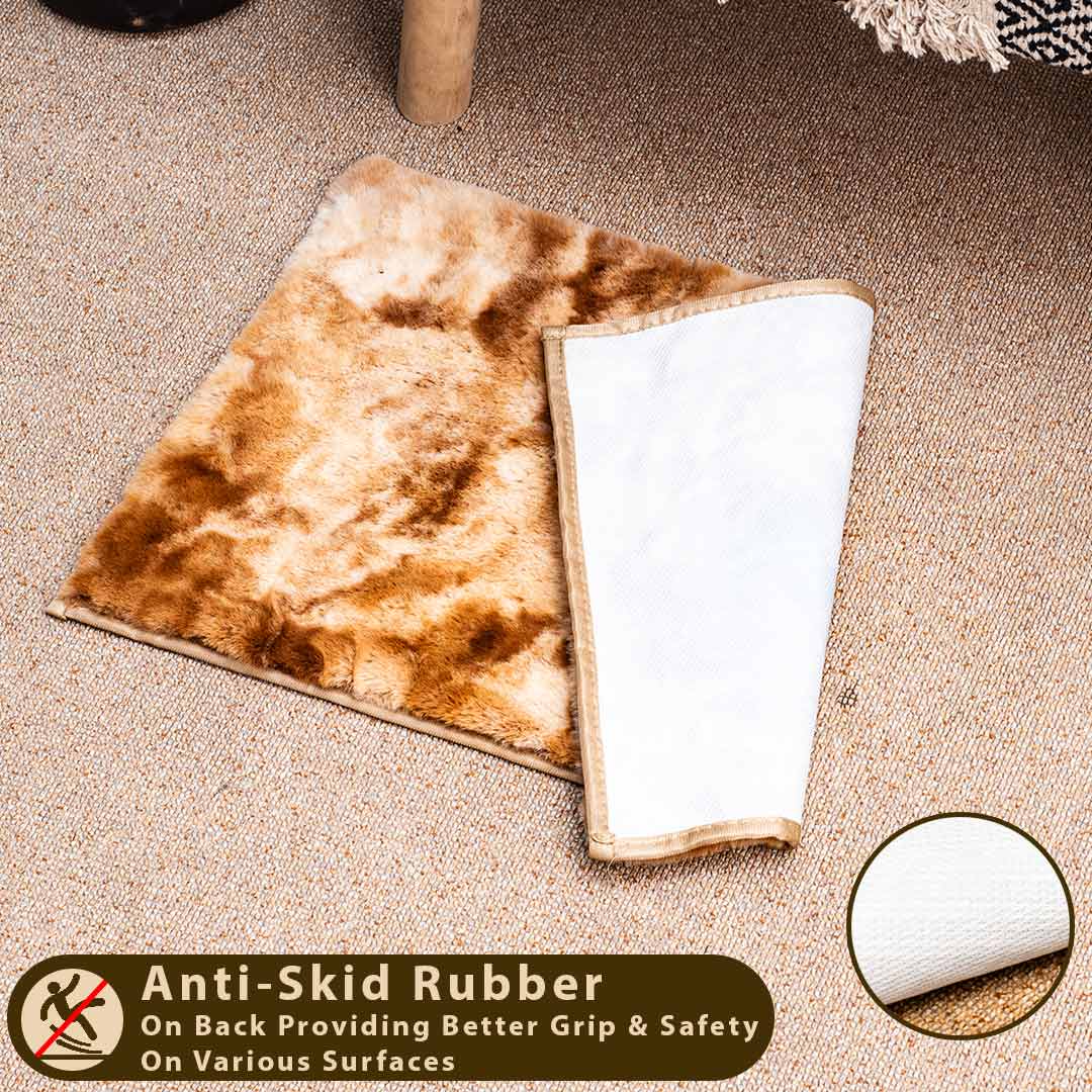 Premium Gold Multi Rabit FUR Tye Dye Door Mat Shead Two