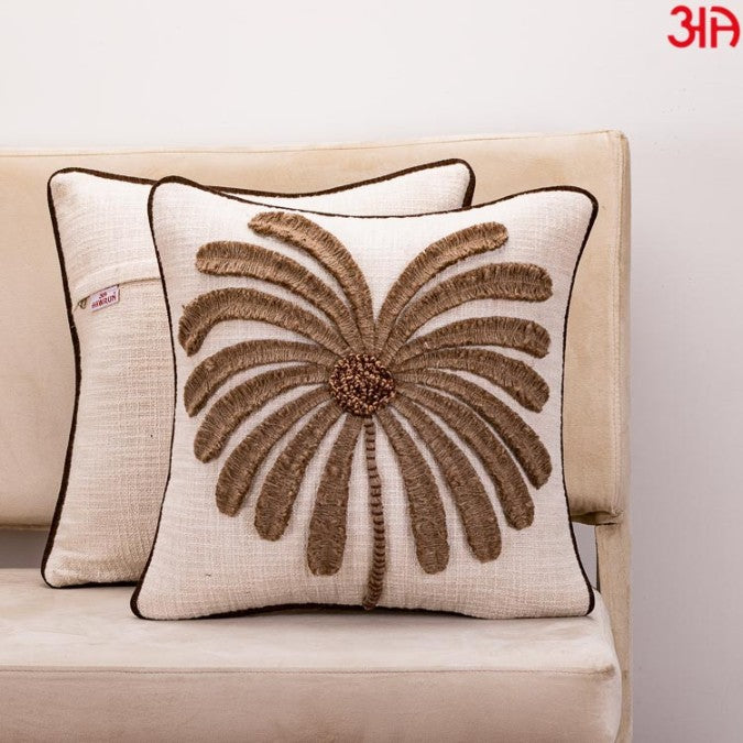 Gorgeous Palm Tree Cushion Cover with Hand Work