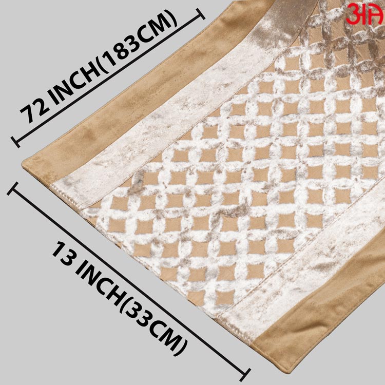 Beige And White Cross Design Table Runner (13x72) Inch