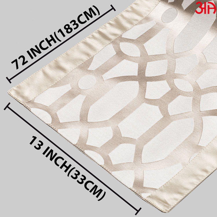 Silver And White Foil Print Table Runner (13x72) Inch