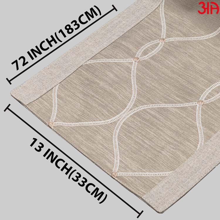 Beige And White Geometric Pattern Table Runner (13x72) Inch