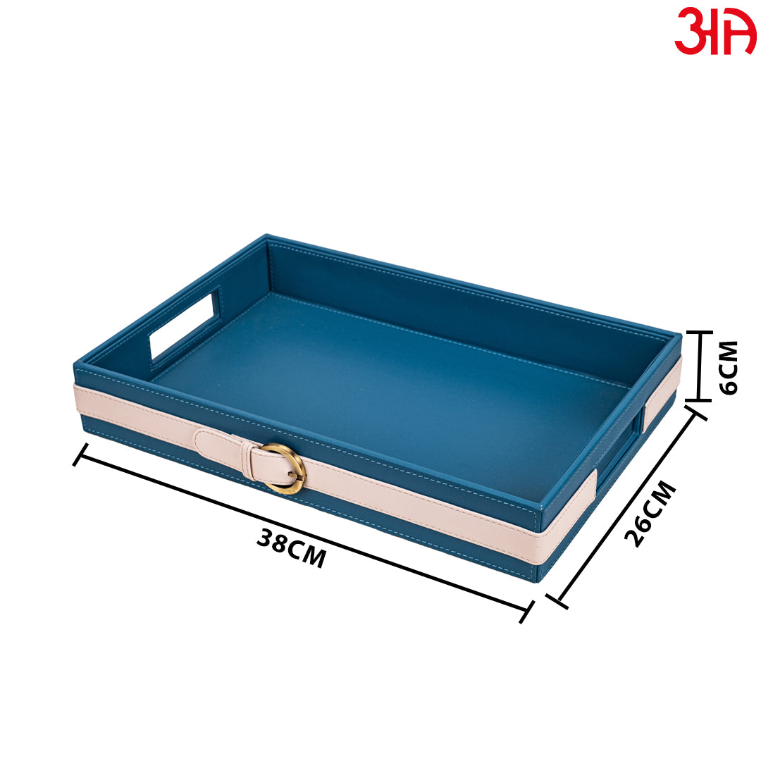 Vegan Leather Rectangular Serving Tray 38x26x6 cm