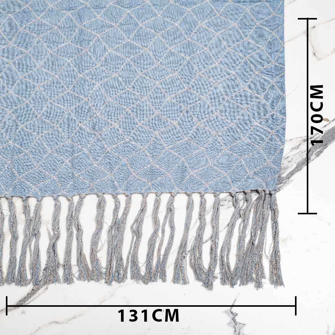 Premium Blue Colour Jacquard Throw