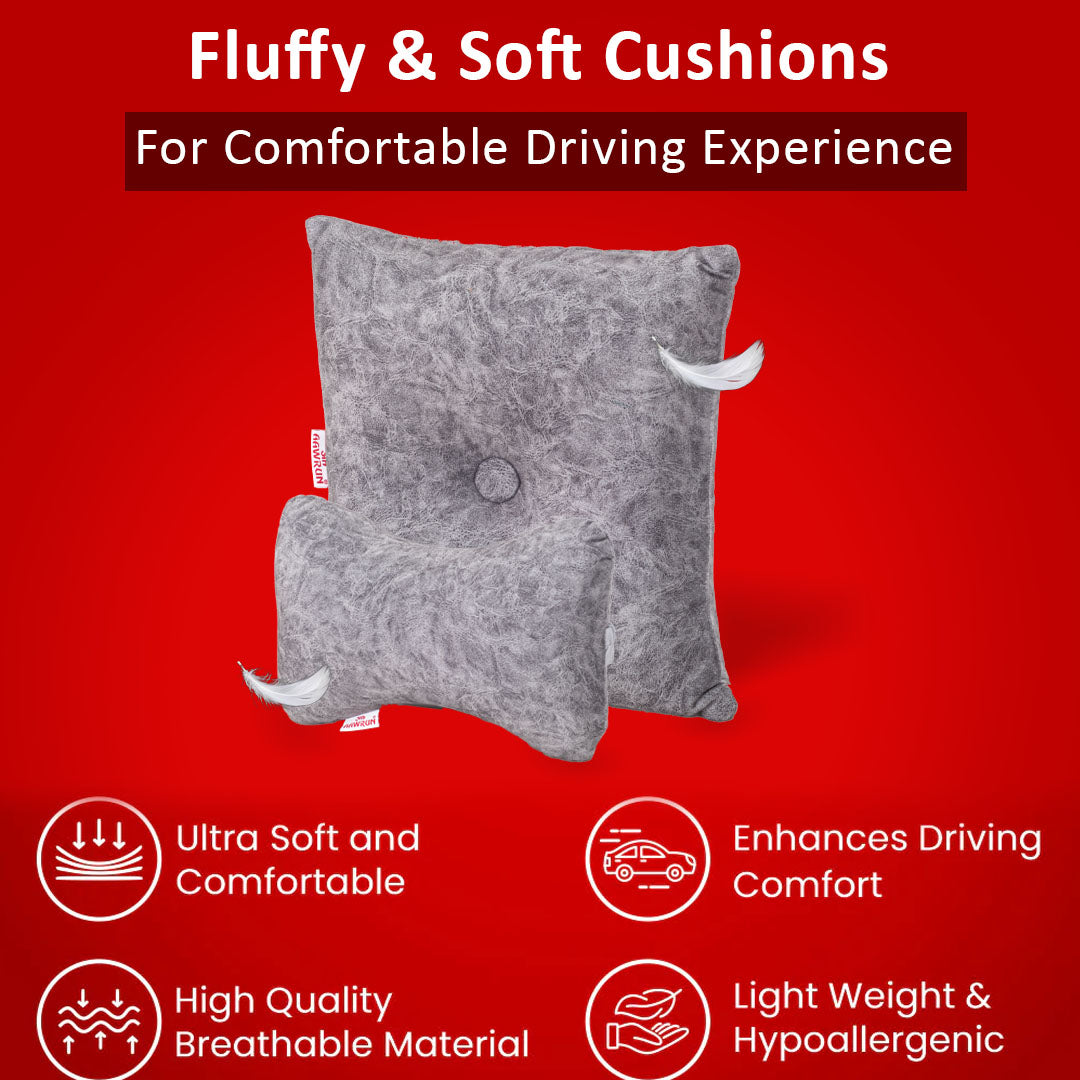 Premium Suede Fabric Cushion & Neck Rest Pillow Set - SHD-5