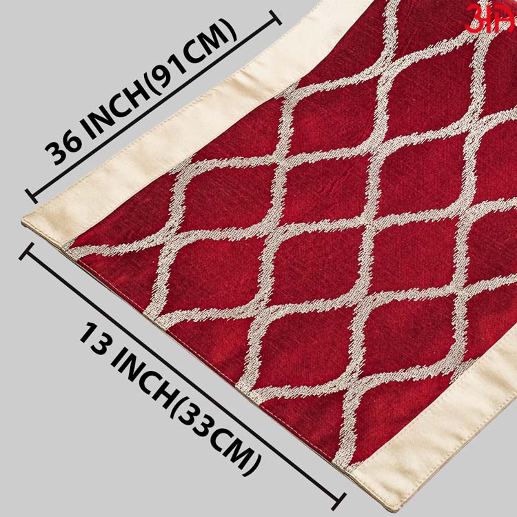 Red and Gold Jaquard Table Runner (13x36) Inch
