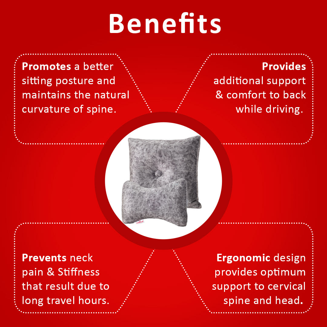 Premium Suede Fabric Cushion & Neck Rest Pillow Set SHD-1