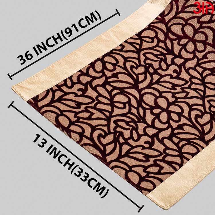 Red and Gold Cotton Jaquard Table Runner (13x36) Inch