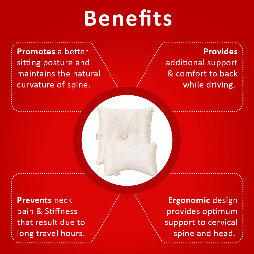 Premium Suede Fabric Cushion & Neck Rest Pillow Set - SHD-8