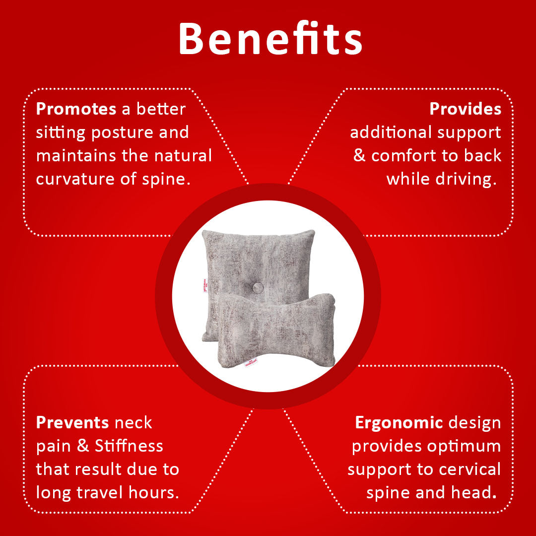 Premium Suede Fabric Cushion & Neck Rest Pillow Set - SHD-10