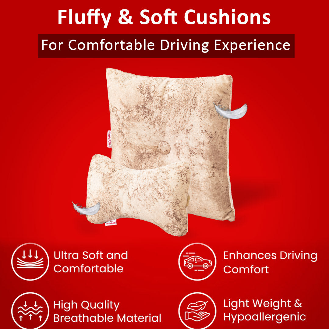Premium Suede Fabric Cushion & Neck Rest Pillow Set - SHD-11