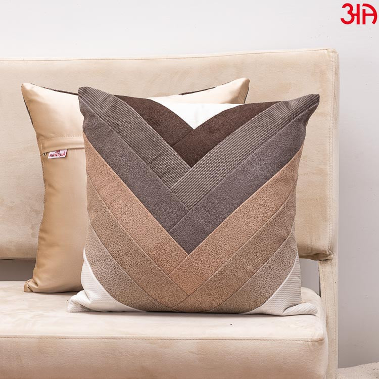 v-stripe brown cushion cover
