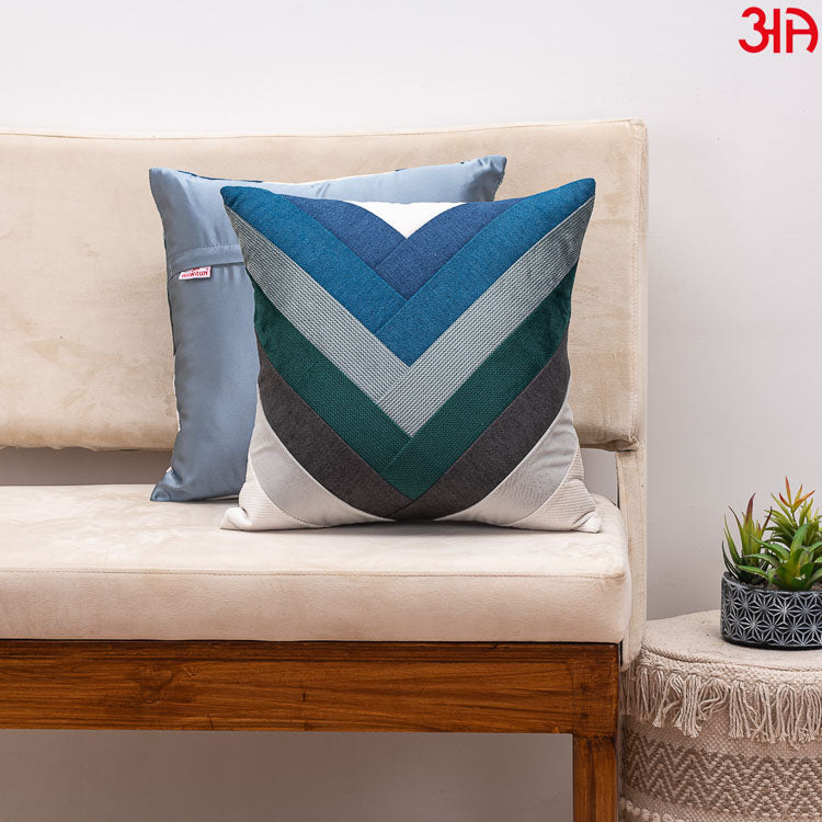 v-stripe green cushion cover