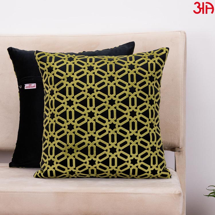 Green Velvet Abstract Pattern Cushion Cover