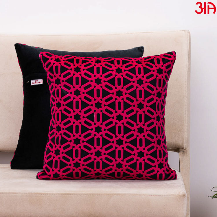 Pink Velvet Abstract Pattern Cushion Cover