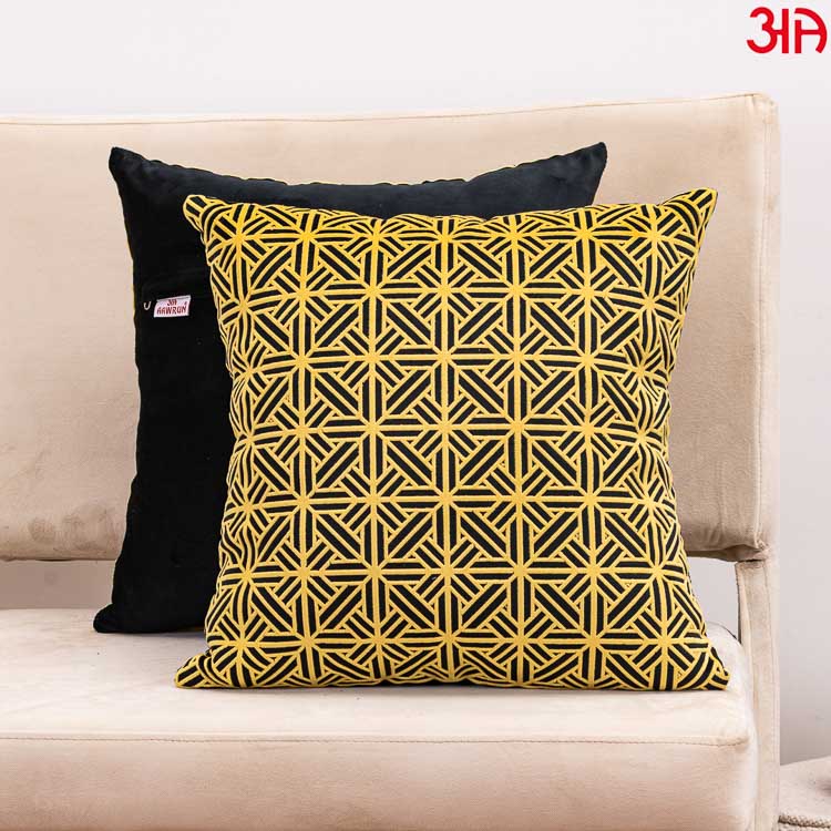 black yellow abstract art cushion covers